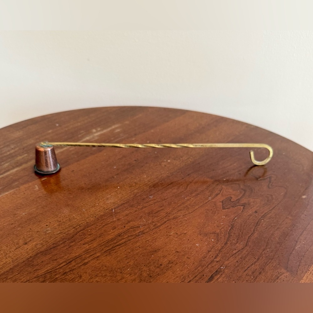 Vintage Copper Candle Snuffer with Solid Brass Spiral Handle  11" Long